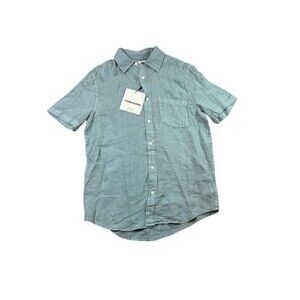 THOM AARON Shirt Mens Size Small 100% Linen / European Flax Short Sleeve Camp